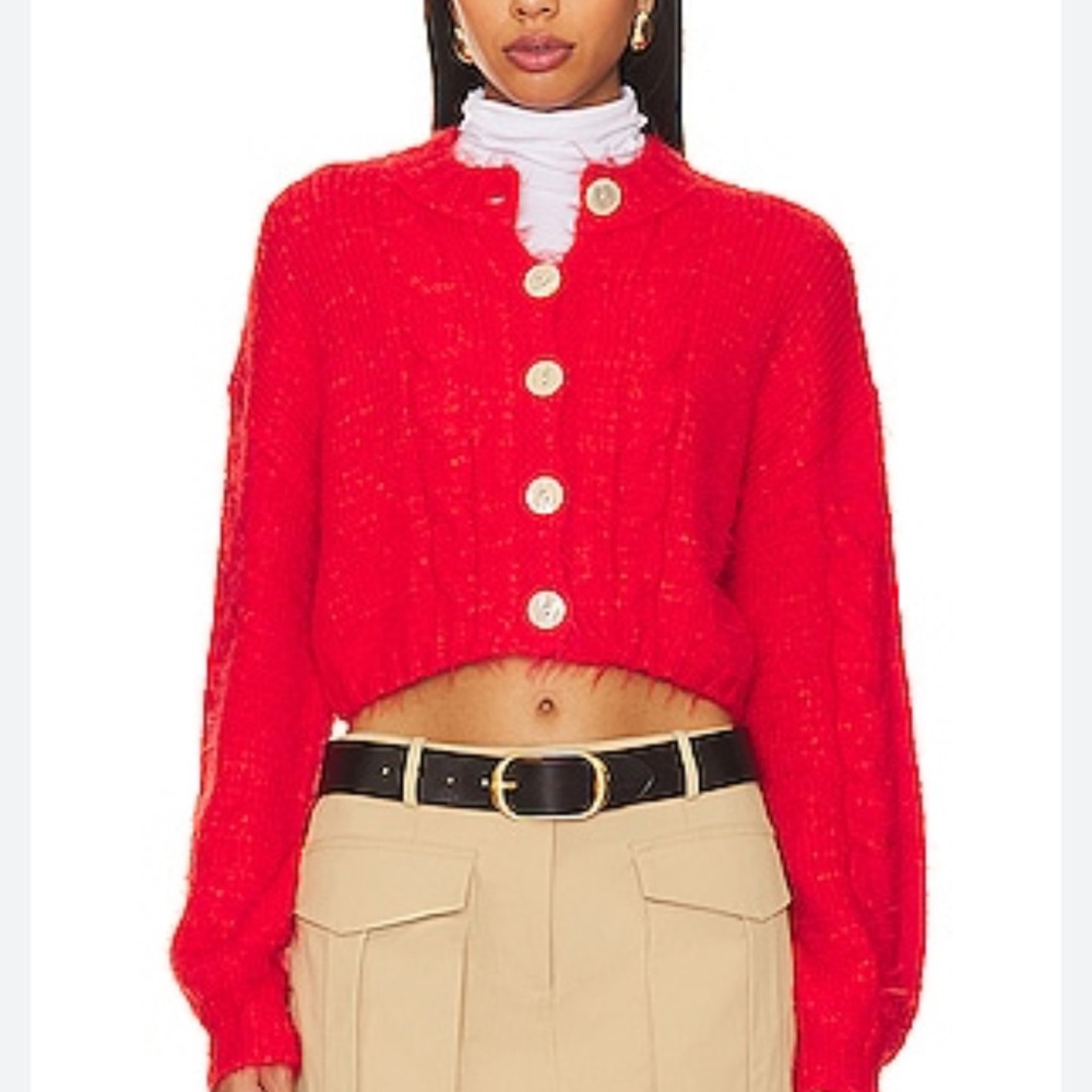 Free People x REVOLVE Willow Cardigan Fiery Red